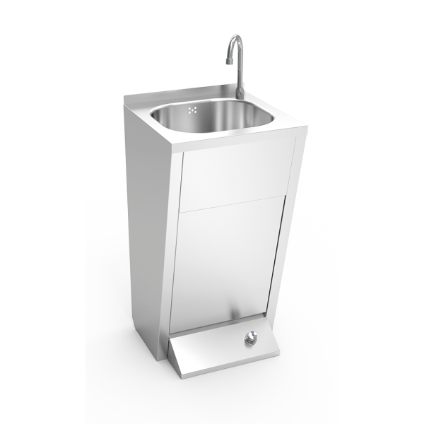 EF040200 
Lavabo à pédale sur pied avec poubelle intégrée 
