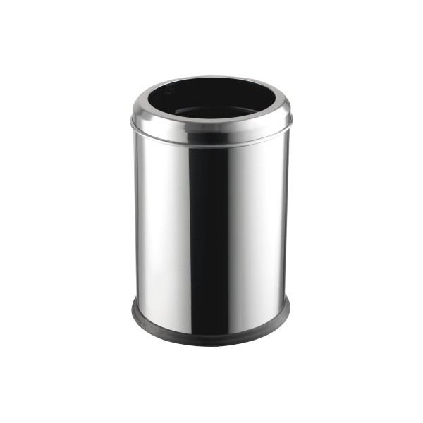 GA010121 Poubelle cylindrique ouverte avec anneau en inox satiné 430 5 LT