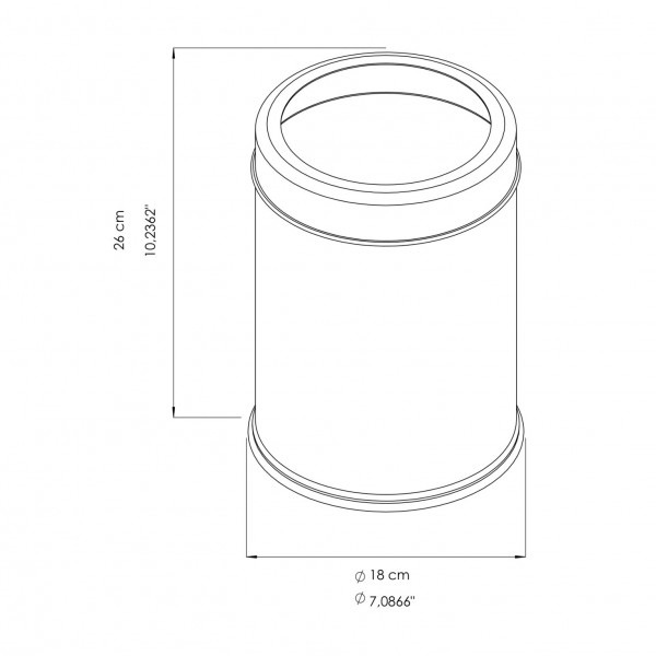 GA010121 Poubelle cylindrique ouverte avec anneau en inox satiné 430 5 LT