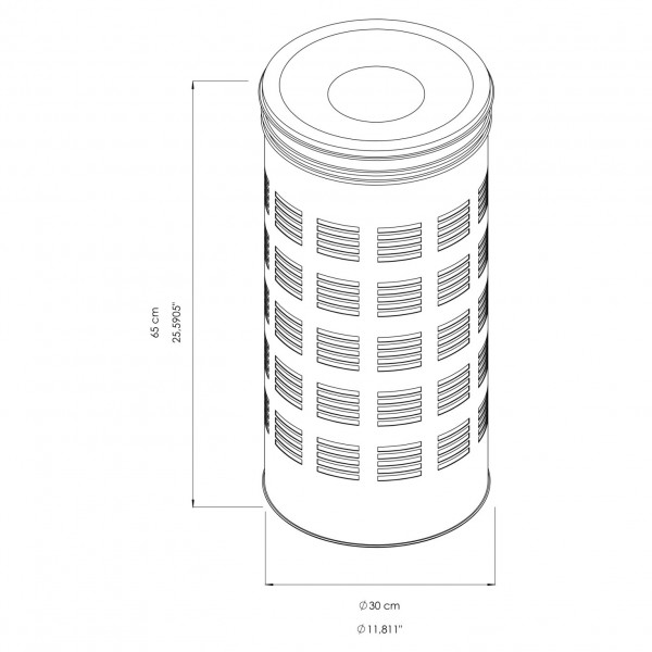 GA010600 Poubelle cylindrique perfore en inox AISI 304 Ø30 x 65 cm