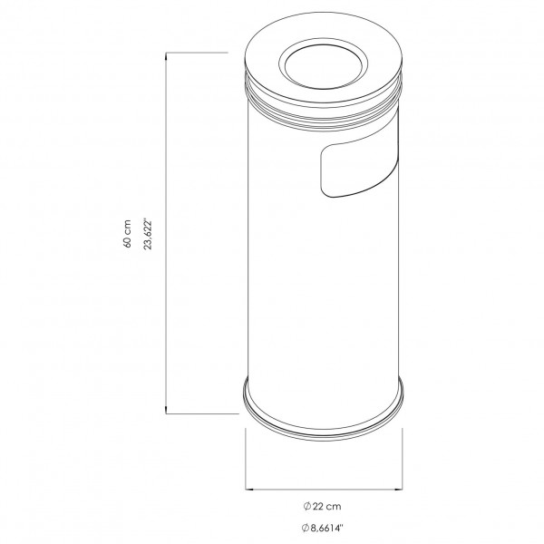 GA040200 Poubelle cendrier en inox AISI 304 satiné Ø22 x 60 cm