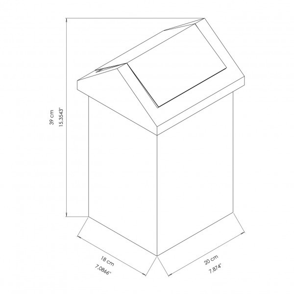 GA010200 Poubelle carrée à couvercle basculant en inox AISI 304 (11 LT)