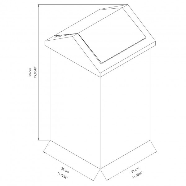 GA010202 Poubelle carrée à couvercle basculant en inox AISI 304 (36 L)