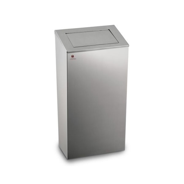 GA010302 Poubelle carrée à couvercle clapet-poussoir en inox AISI 304 (38 lt)